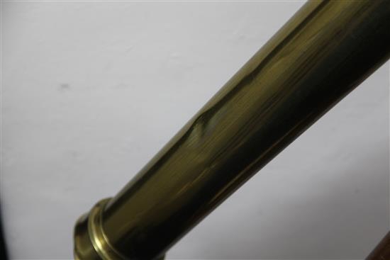 A large 19th century brass telescope, 46in.